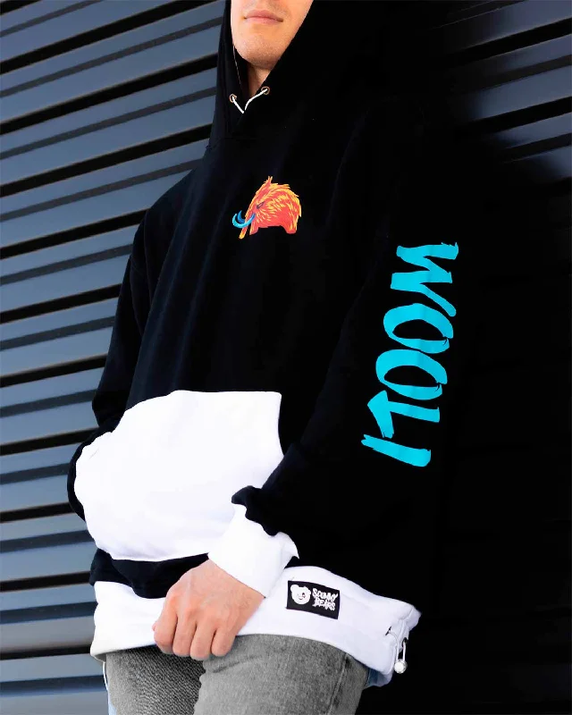 Wooli Duality Two-Tone Hoodie Hoodie with High-Low Hem Asymmetrical Trendy