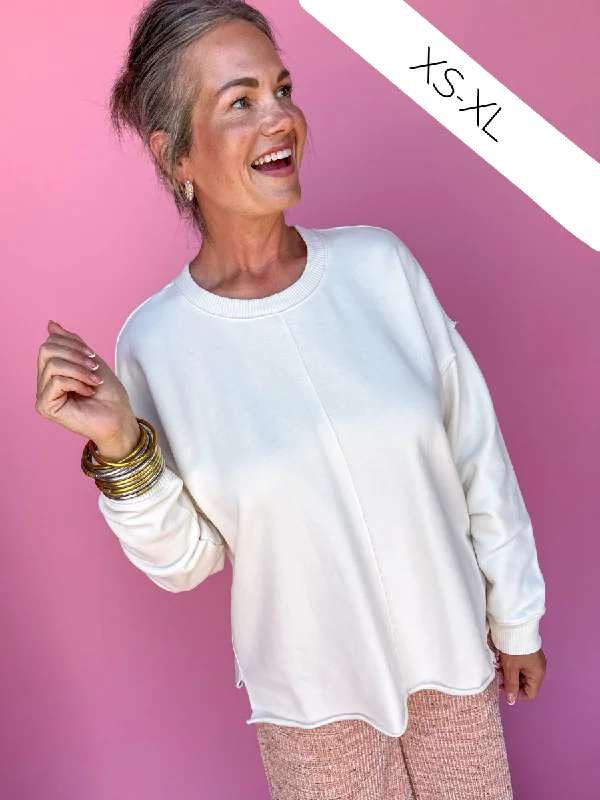 Z Supply | Hermosa Sweatshirt - Sandstone Hoodie with Side Slits Relaxed Casual